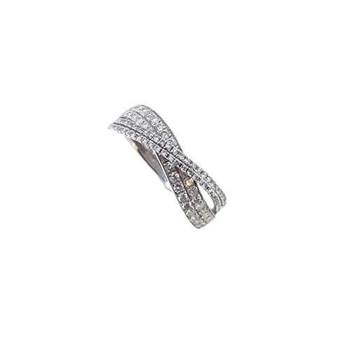 Lot 103 - An 18ct white gold diamond set crossover ring