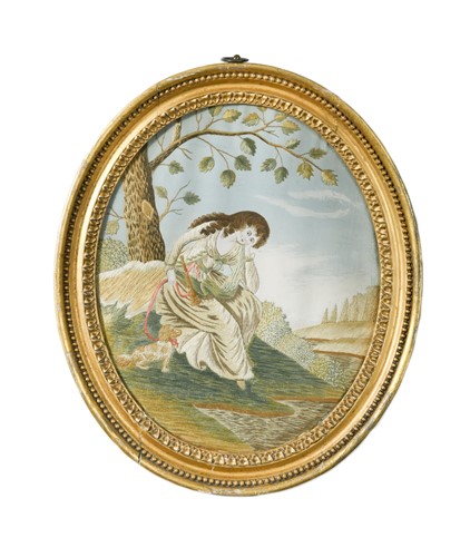 Lot 470 - A collection of eleven silk work pictures, early 19th century