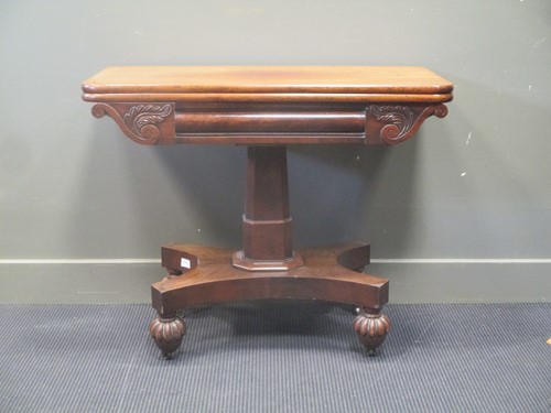 Lot 367 - An early Victorian mahogany fold-over top tea...