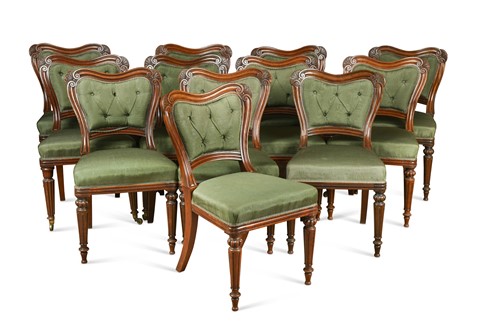 Lot 536 - Twelve mahogany dining chairs, mid 19th century