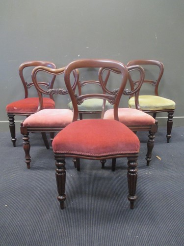 Lot 378 - A set of four Victorian mahogany balloon back...