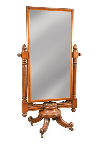 Lot 593 - A William IV mahogany cheval mirror