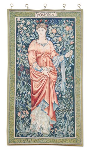 Lot 155 - After Burne Jones, Pomona, an Arts & Crafts style needlework hanging, 20th century