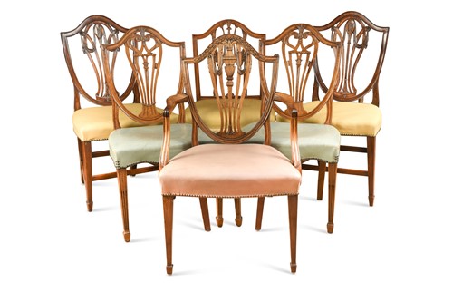 Lot 489 - A collection of six mahogany dining chairs, late 18th century or early 19th century