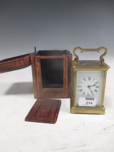 Lot 214 - A brass carriage clock with original...