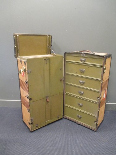 Lot 365 - An Oshkosh early 20th century wardrobe trunk...