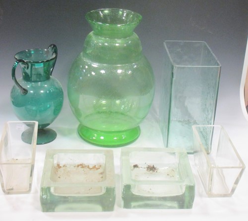 Lot 93 - A large green soda glass vase, 43cm high...
