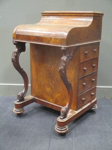 Lot 364 - A Victorian walnut piano top Davenport 97 x 58...