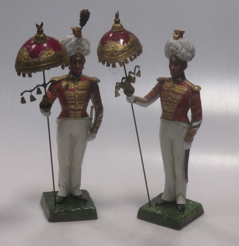 Lot 52 - A pair of Sitzendorf figures of Coldstream...