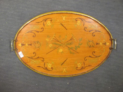 Lot 404 - An Edwardian two-handled oval galley tray,...