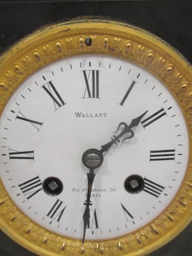 Lot 154 - A late 19th century black marble mantel clock,...