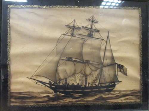 Lot 274 - A pair of reverse paintings on glass of ships,...