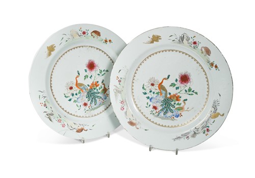 Lot 361 - A pair of 18th century Chinese famille rose chargers