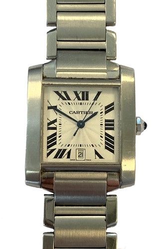 Lot 272 - Cartier - A gentleman's steel 'Tank Française' wristwatch