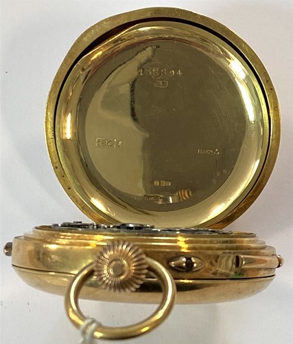 Lot 296 - Baume & Co - An 18ct gold minute repeating chronograph 'up and down' full hunter pocket watch