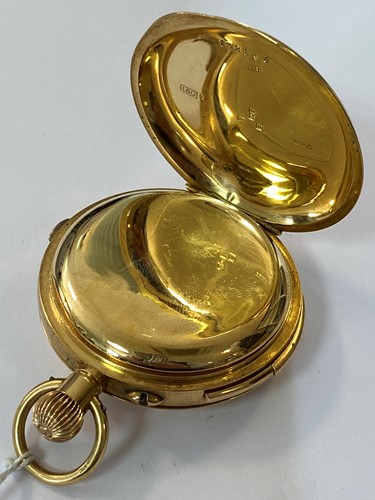 Lot 296 - Baume & Co - An 18ct gold minute repeating chronograph 'up and down' full hunter pocket watch