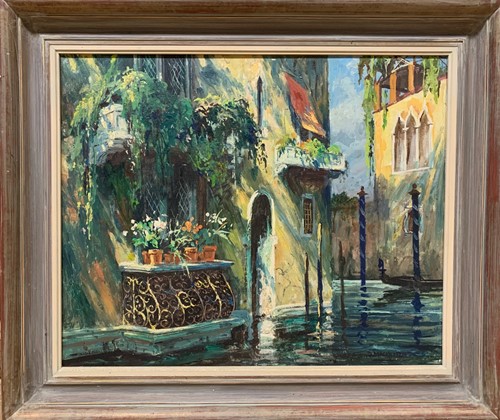 Lot 270 - D Mackenzie (20th Century), A Venetian canal...