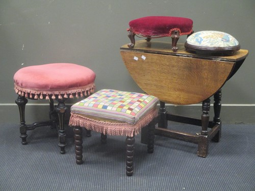 Lot 342 - A Victorian bobbin turned stool and three...