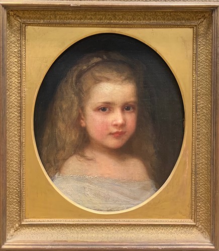 Lot 269 - English School, Portrait of a young girl, oil...