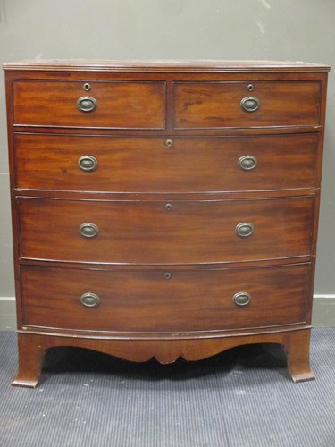Lot 351 - A Regency mahogany bow front chest of drawers,...