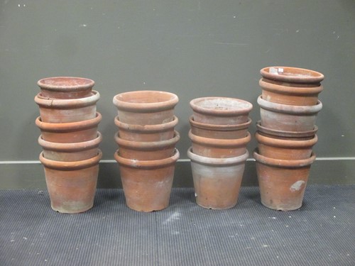 Lot 447 - Twenty terracota garden pots, 25cm high x 28cm...