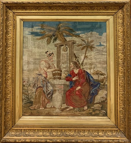 Lot 273 - Samaritan woman at the well, 19th century wool...