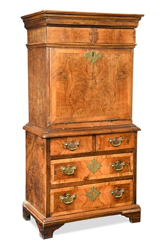 Lot 476 - A miniature walnut escritoire, early 19th century