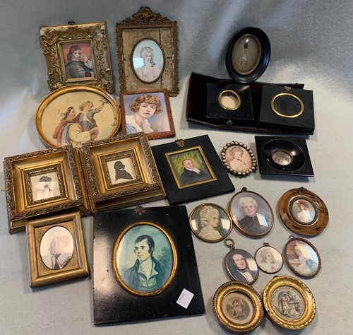 Lot 140A - A collection of portrait miniatures,...