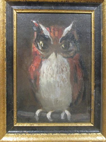 Lot 263 - Eleanor Barry Lowman, Baby screach owl, oil on...