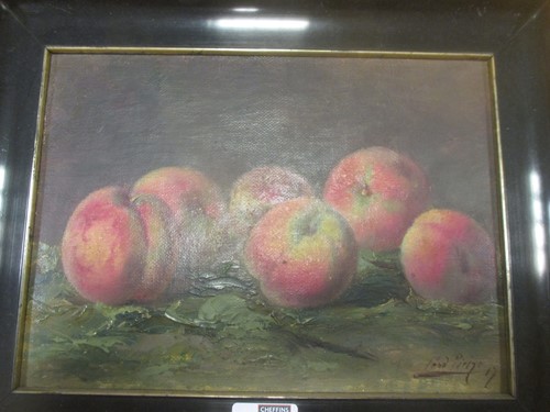 Lot 521 - Still life of peaches, signed indistinctly 'F...