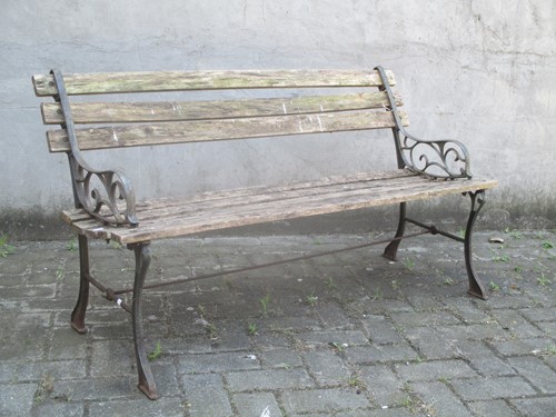 Lot 715 - Two slatted garden benches (A/F)