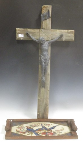 Lot 170 - A 19th century French crucifix with spelter...