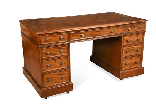 Lot 577 - A mahogany twin pedestal desk, 19th century