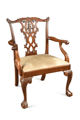 Lot 482 - A George III style mahogany arm chair of generous proportions