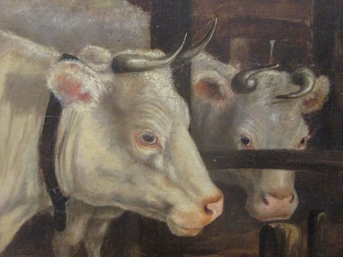 Lot 464 - F A Walters (fl. 19th Century), Cows in a barn...