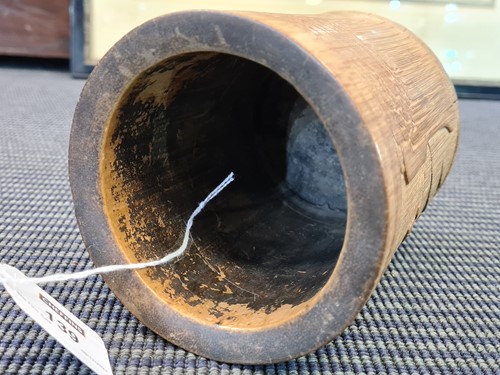 Lot 139 - A Chinese finely carved bamboo brush pot, probably late Ming/ Qing Dynasty