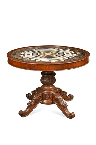 Lot 573 - An early Victorian mahogany table with a pietra dura top