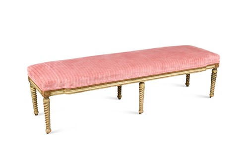 Lot 606 - A painted and upholstered window seat, 20th century