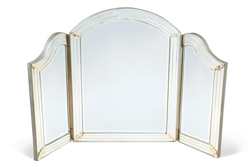 Lot 603 - A three-fold glass dressing table mirror, 20th century