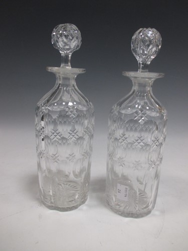 Lot 28 - A pair of decanters with stoppers, pair of...