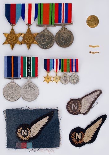 Lot 350 - A WW2 campaign medal group together with two 'Caterpillar club' pins