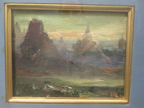 Lot 467 - Shwezigon pagoda KMKK, Bagan, Burma, oil on...
