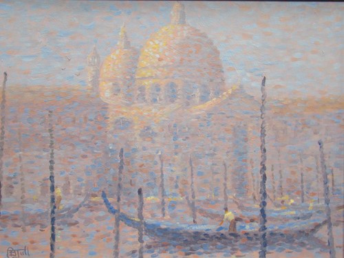 Lot 265 - Brian Jull (b. 1949), Venice, oil on board,...