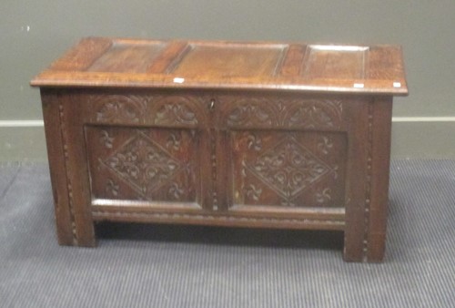 Lot 663 - A late 17th century oak coffer, 49 x 97 x 46.5cm