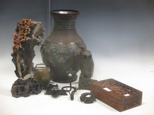 Lot 172 - A Chinese archaic bronze and cloisonné vase,...