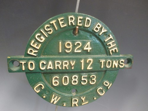 Lot 153 - Two GWR cast iron engine plates and a...