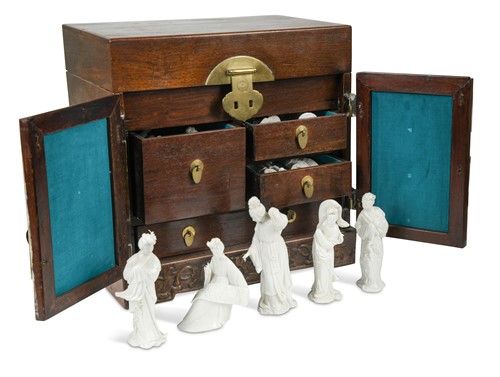 Lot 385 - A group of twelve Chinese white porcelain figures of women entertainers and dancers, mid 20th century