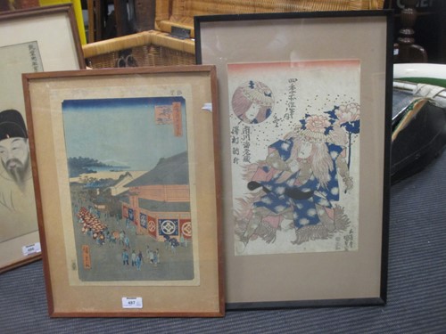 Lot 487 - Hiroshige (1797-1858), two woodblock prints of...