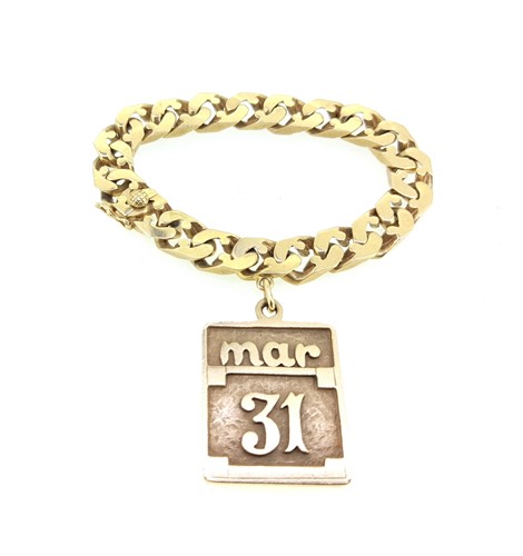 Lot 385 - A curb bracelet with rectangular pendant, both...