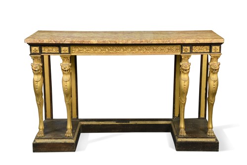 Lot 519 - A mahogany and giltwood console table, in the manner of Gottfried Semper, mid 19th century